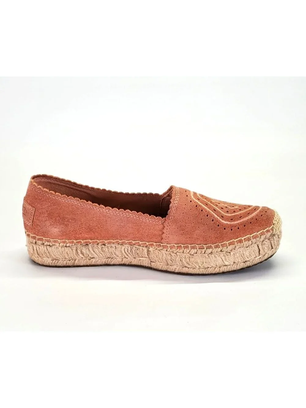 UGG Women's Pink Heidi Perforated Espadrille In Suntan Suede Sz 6.5 1711 - Picture 9 of 14